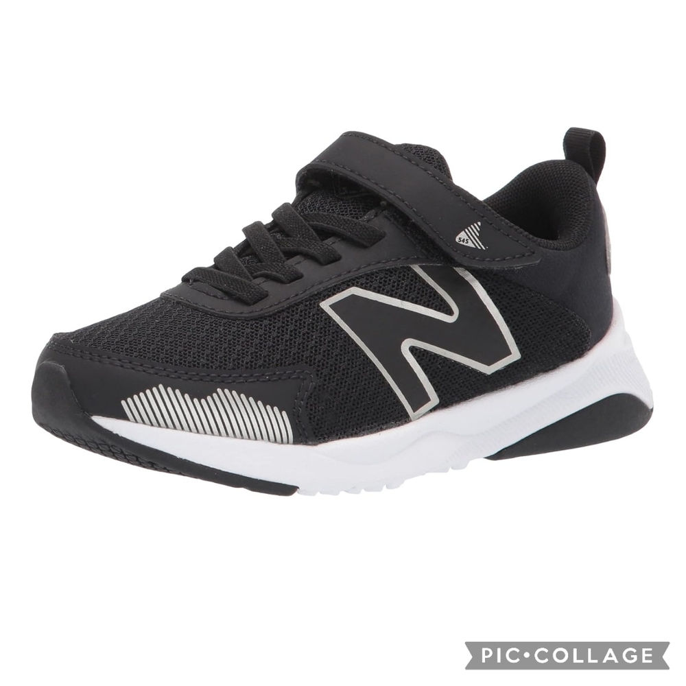 New Balance Kids Sneakers 545 black 1W wide running shoes stretch laces & Velcro